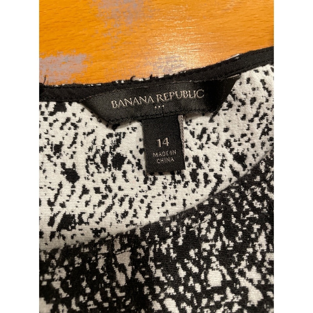 Banana Republic Boxy Loose Mod Shift Mini Dress Black White XL 14 Chic Lagenlook - Picture 2 of 6